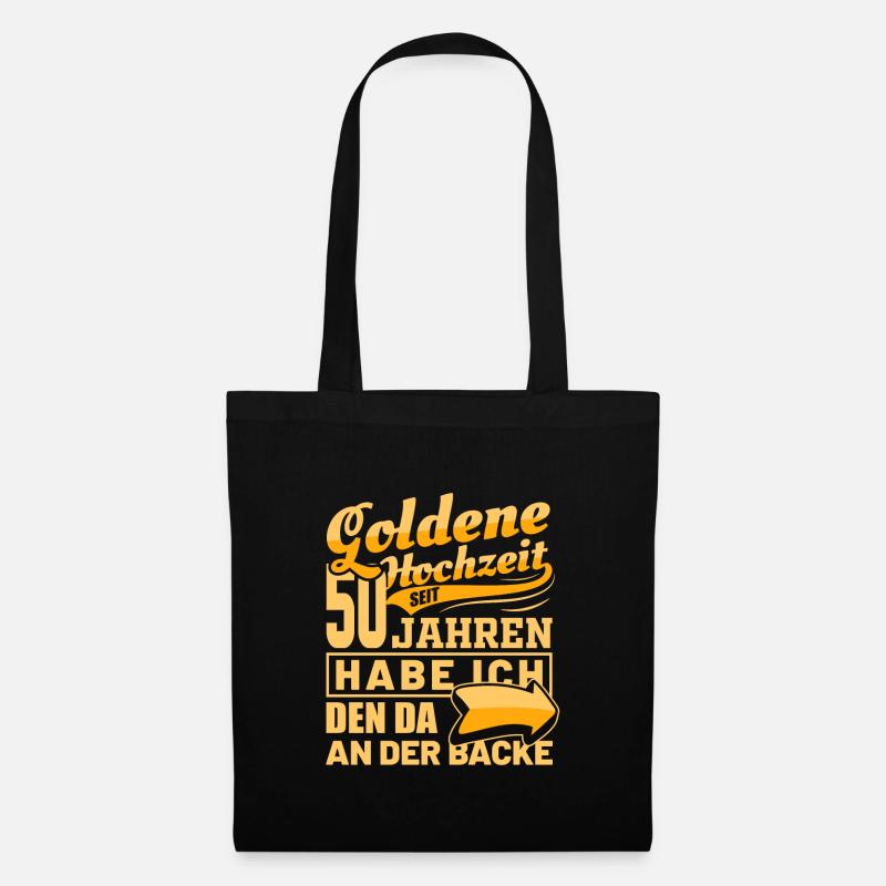 Goldene Hochzeit | Ehefrau Hochzeitstag Geschenk - Stoffbeutel - Schwarz