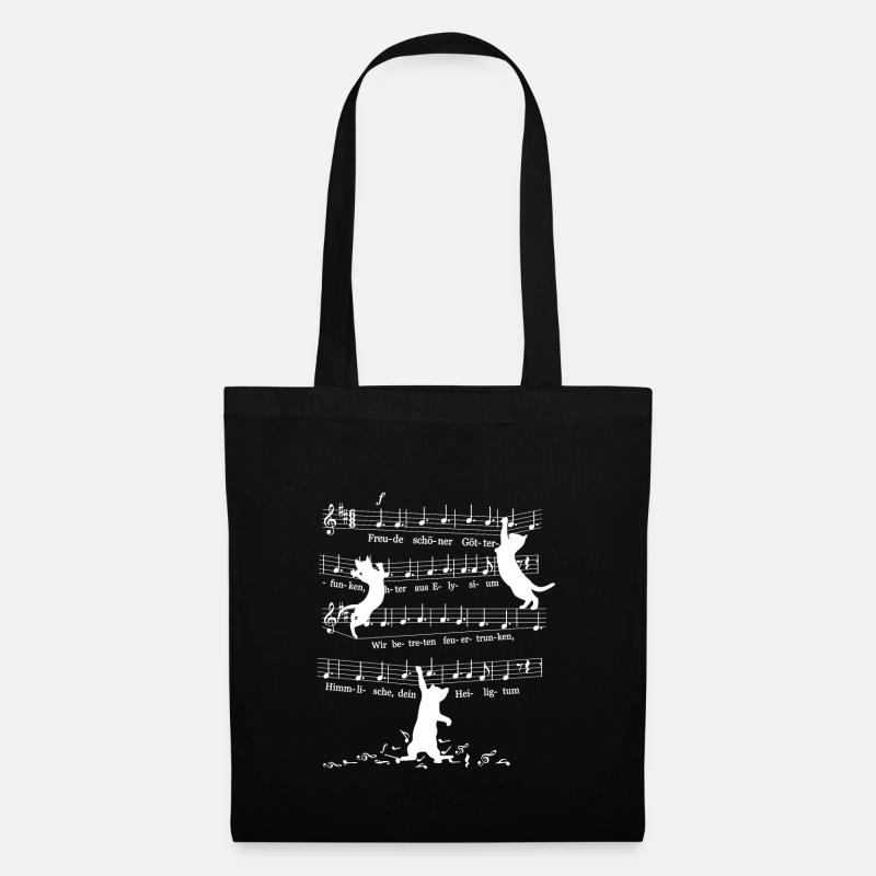 Cheeky Kitten Cats Beethoven 9th Symphony Notes - Tote Bag - black