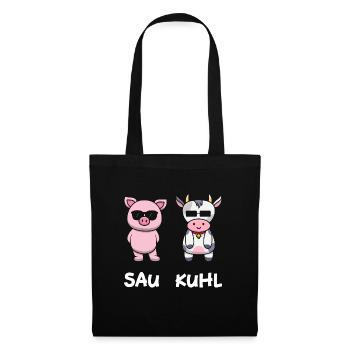 Sau Kuhl - Stoffbeutel - Schwarz - Vorne