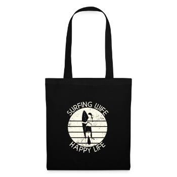 Surfing Wife Happy Life Wellenreiten Surfen Surfer - Tote Bag - black - Front