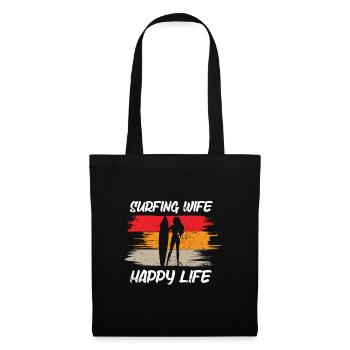 Surf femme Happy Life Wellenreiten Surfen Surfer - Sac en tissu - noir - Devant