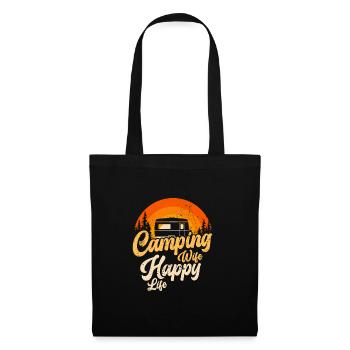 Camping Femme Happy Life Caravane Nature Camper - Sac en tissu - noir - Devant