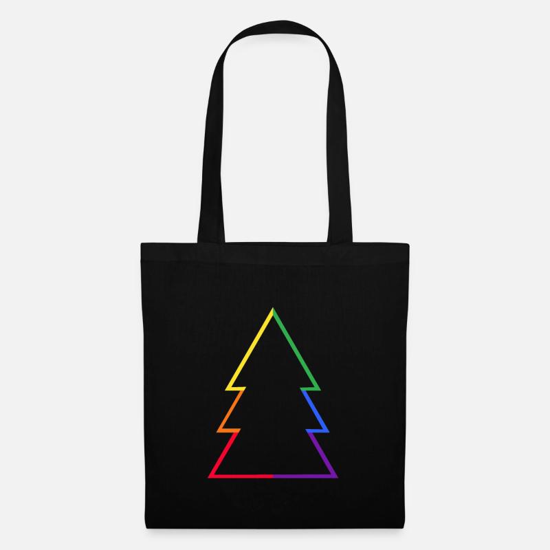 LGBTQ Regenbogen Weihnachtsbaum Christbaum Xmas - Stoffbeutel - Schwarz