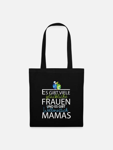 Glückliche Wellensittich Mama Haustier Vogel Mama - Stoffbeutel - Schwarz