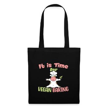 Il est temps pour la cuisson végétalienne! - Sac en tissu - noir - Devant
