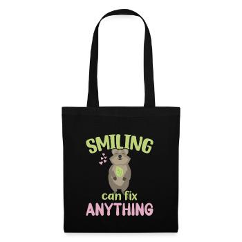 Sourire peut tout réparer - Grinning Quokka - Sac en tissu - noir - Devant