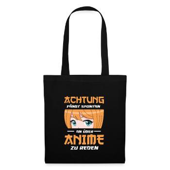 Achtung Fängt Ständig An Über Anime Zu Reden Anime - Stoffbeutel - Schwarz - Vorne