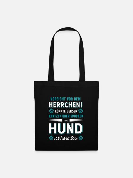 Vorsicht Vor Dem Herrchen Der Hund Ist Harmlos - Stoffbeutel - Schwarz