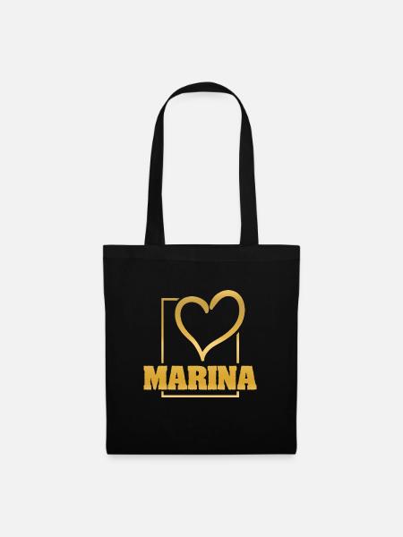 Love für Marina Herz Liebe - Stoffbeutel - Schwarz
