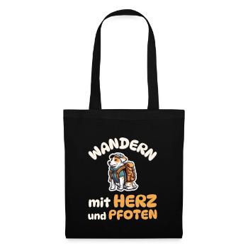Wandern mit Herz und Pfoten - Wandern - Hunde - Stoffbeutel - Schwarz - Vorne