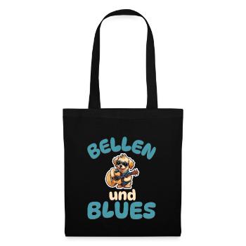 Bellen und Blues - Hunde Gitarre - Stoffbeutel - Schwarz - Vorne