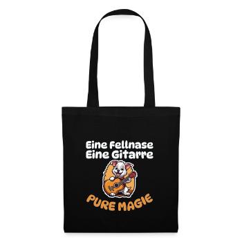 Eine Fellnase - Eine Gitarre - Pure Magie - Hunde - Stoffbeutel - Schwarz - Vorne