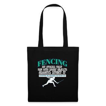 Drôle Escrime Athlète Entraîneur Épée Combat Combat - Sac en tissu - noir - Devant