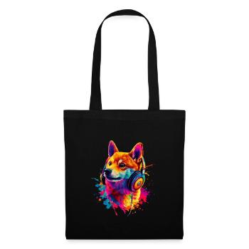 Coloré Artistique Shiba Inu Casque Chiens - Sac en tissu - noir - Devant