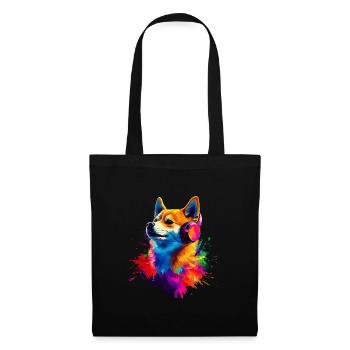 Coloré Artistique Shiba Inu Casque Chiens - Sac en tissu - noir - Devant