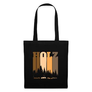 Holz Wald Silhouette Retro Shirt - Stoffbeutel - Schwarz - Vorne