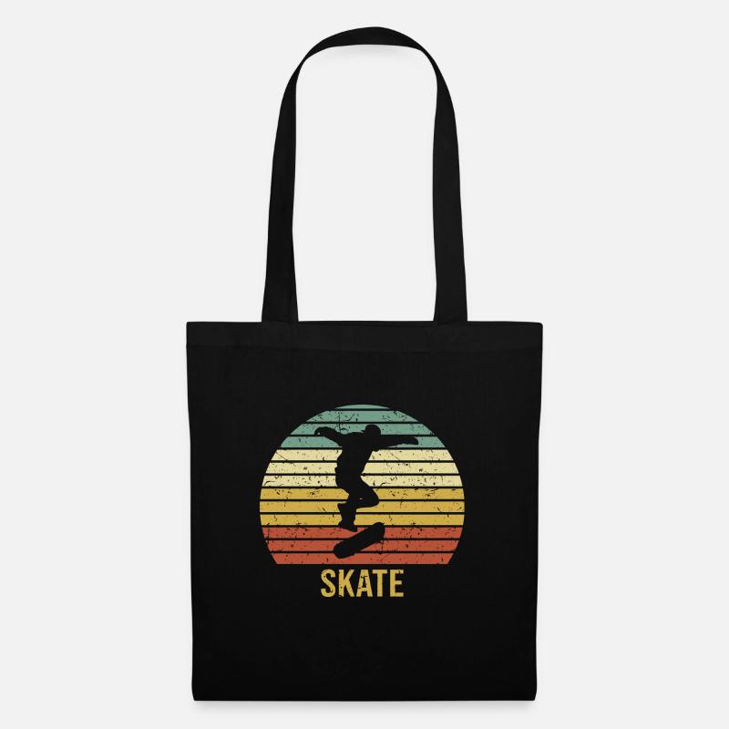 Retro Skater Cooles Skateboard Jungs Geschenk - Stoffbeutel - Schwarz
