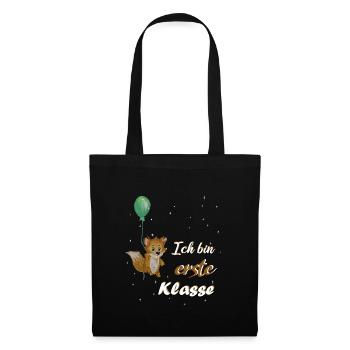 Einschulung. ich bin erste Klasse Fuchs - Stoffbeutel - Schwarz - Vorne