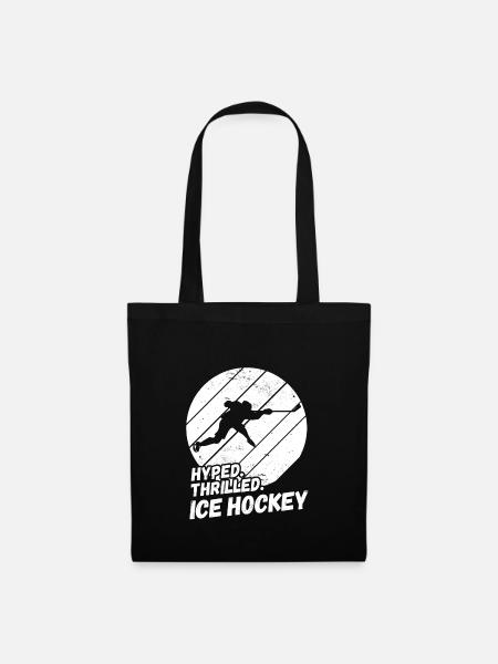 Hyped, Thrilled, Ice Hockey, Ice Hockey Silhouette - Stoffbeutel - Schwarz