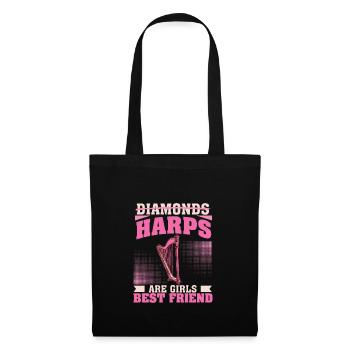 Harps Are Girls Best Friend Lustiger Harfenspieler - Stoffbeutel - Schwarz - Vorne