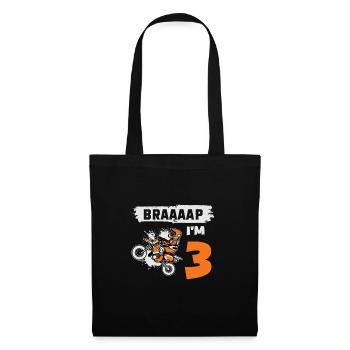 Braaaap I'm 3 Dirt Bike Motocross 3 Jahre alt 3. - Stoffbeutel - Schwarz - Vorne
