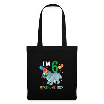 J’ai 6 ans garçon d’anniversaire tricératops 6 ans 6ème - Sac en tissu - noir - Devant