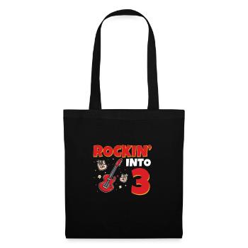 Rockin Into 3 star Guitar 3 Year Old 3rd Birthday - Tote Bag - black - Front