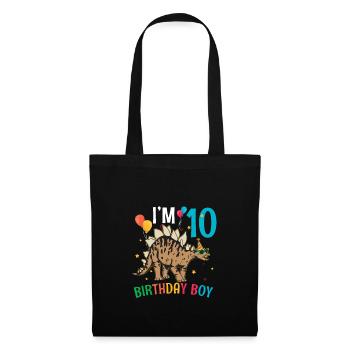 J’ai 10 ans Boy Stegosaurus 10 ans 10ème - Sac en tissu - noir - Devant