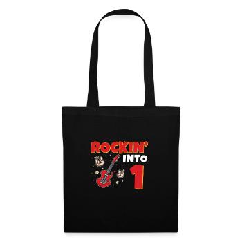Rockin Into 1 star Guitar 1 Year Old 1st Birthday - Tote Bag - black - Front