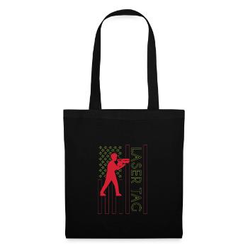 Jeu laser amusant avec drapeau américain et - Sac en tissu - noir - Devant