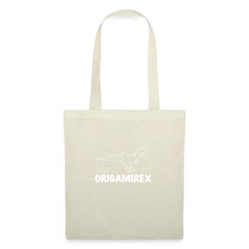 Lustiger Origamirex-Papierfalter für einen - Stoffbeutel - Natur - Vorne