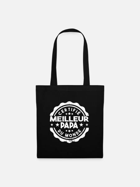 Certifié Meilleur Papa du Monde Cadeau Papa - Sac en tissu - noir