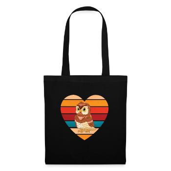 Hibou Passionné Retro Birds Of Prey Vintage Heart N - Sac en tissu - noir - Devant