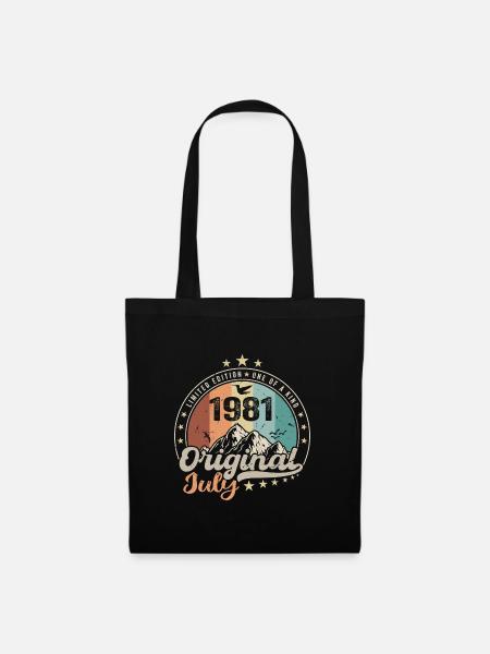 Juli 1981 Jubiläumsgeschenkidee Juli 1981 - Stoffbeutel - Schwarz