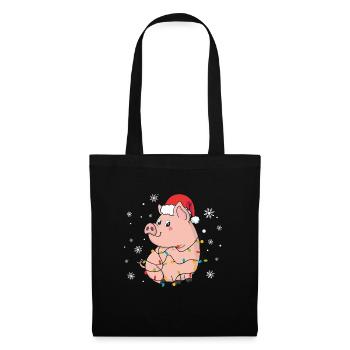 Cochon Noël - Sac en tissu - noir - Devant