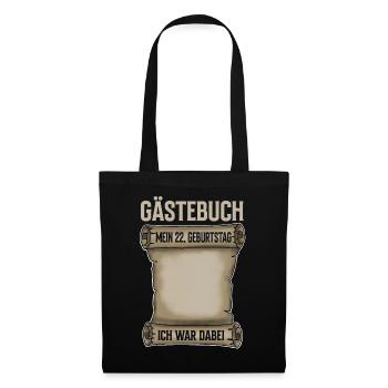 22. Geburtstag Gästebuch - Stoffbeutel - Schwarz - Vorne
