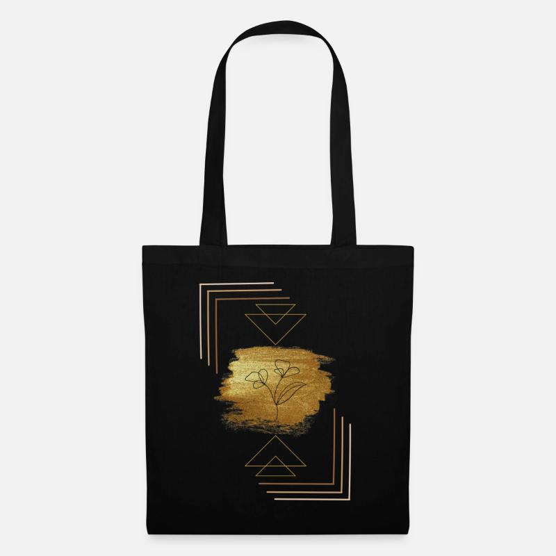 Golden, abstract design with flower - Tote Bag - black