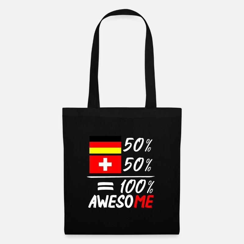 50% Deutsch 50% Schweiz - Stoffbeutel - Schwarz