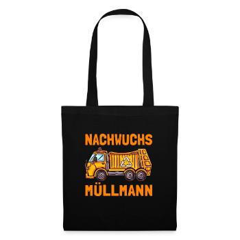 Nachwuchs Müllmann Müllwagen - Stoffbeutel - Schwarz - Vorne