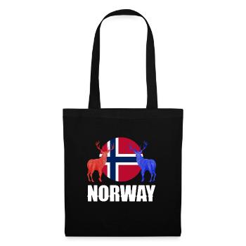 Norvège Norvège Norvège Drapeau Cerfs Silhouettes - Sac en tissu - noir - Devant