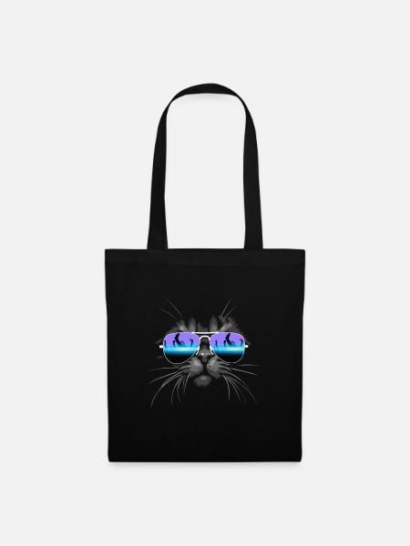 Katze mit Sonnenbrille - Stoffbeutel - Schwarz