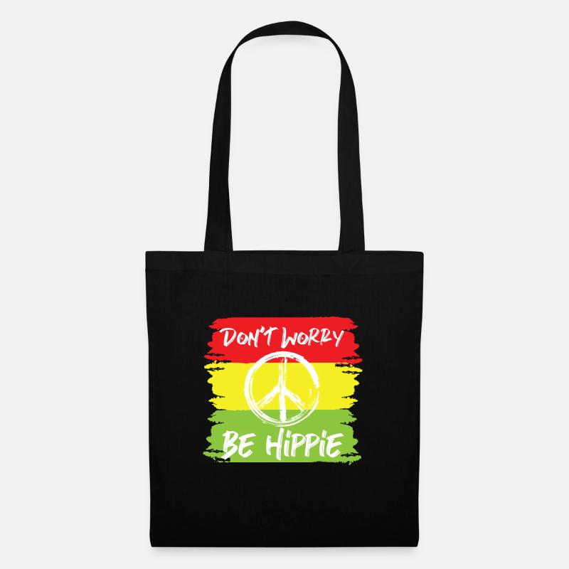 Hippie Karneval Kostüm Geschenk Peace - Stoffbeutel - Schwarz