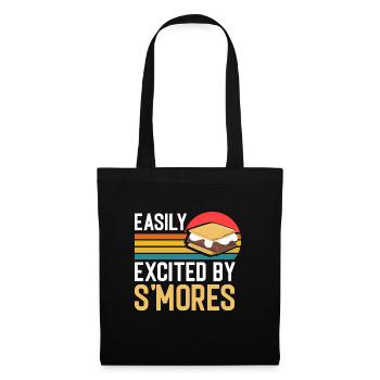Funny Easily Excited By Smores Retro Marshmallow V - Stoffbeutel - Schwarz - Vorne