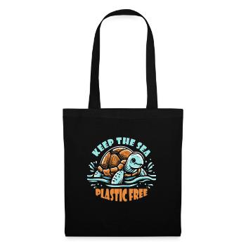 Keep The Sea Plastic Free Schildkröte Motiv - Stoffbeutel - Schwarz - Vorne
