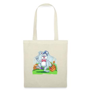 Easter Bunny With Colorful Egg Basket - Stoffbeutel - Natur - Vorne