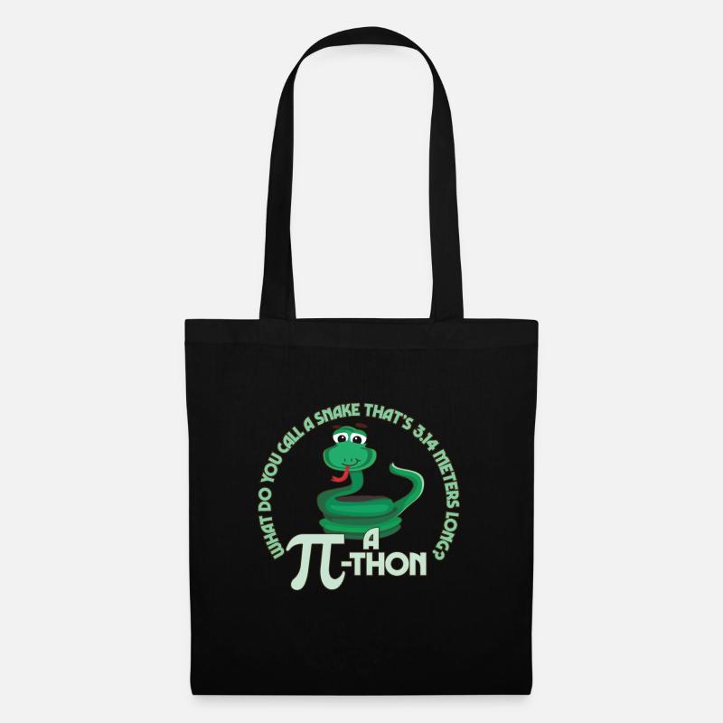 Math Pun Pi-thon Funny Snake Mathematics Meme - Stoffbeutel - Schwarz