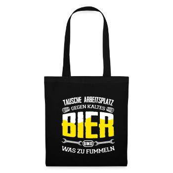 Tausche Arbeitsplatz gegen was zu fummeln - Stoffbeutel - Schwarz - Vorne