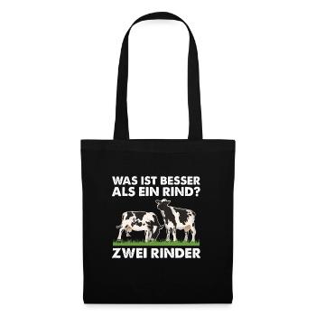 Was ist besser als ein Rind? Zwei Rinder - Stoffbeutel - Schwarz - Vorne