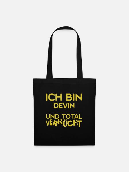 Vorname Devin - Stoffbeutel - Schwarz