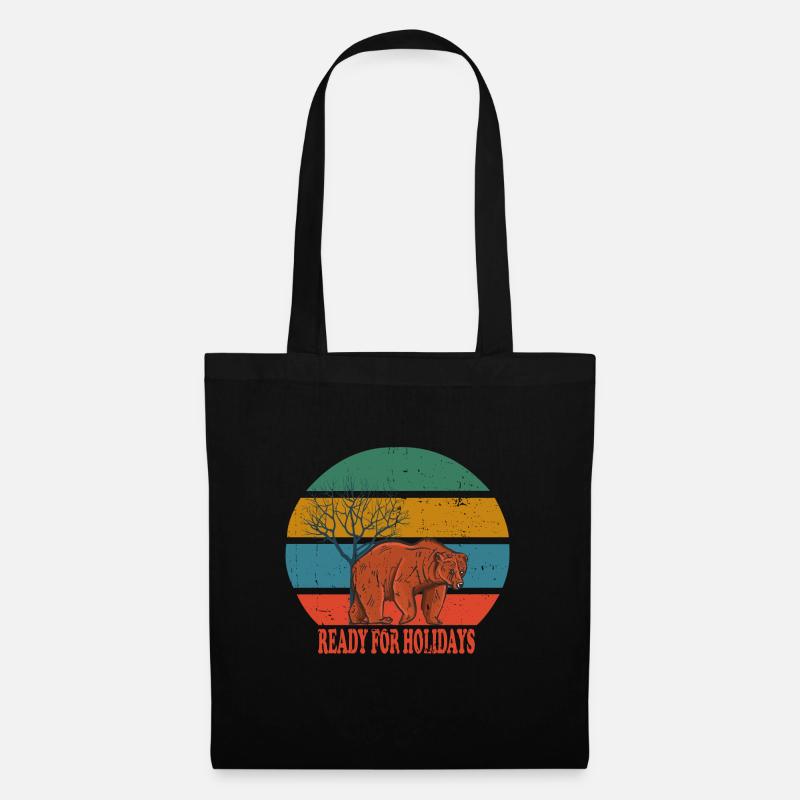 Retro Bear prêt pour les vacances - Sac en tissu - noir